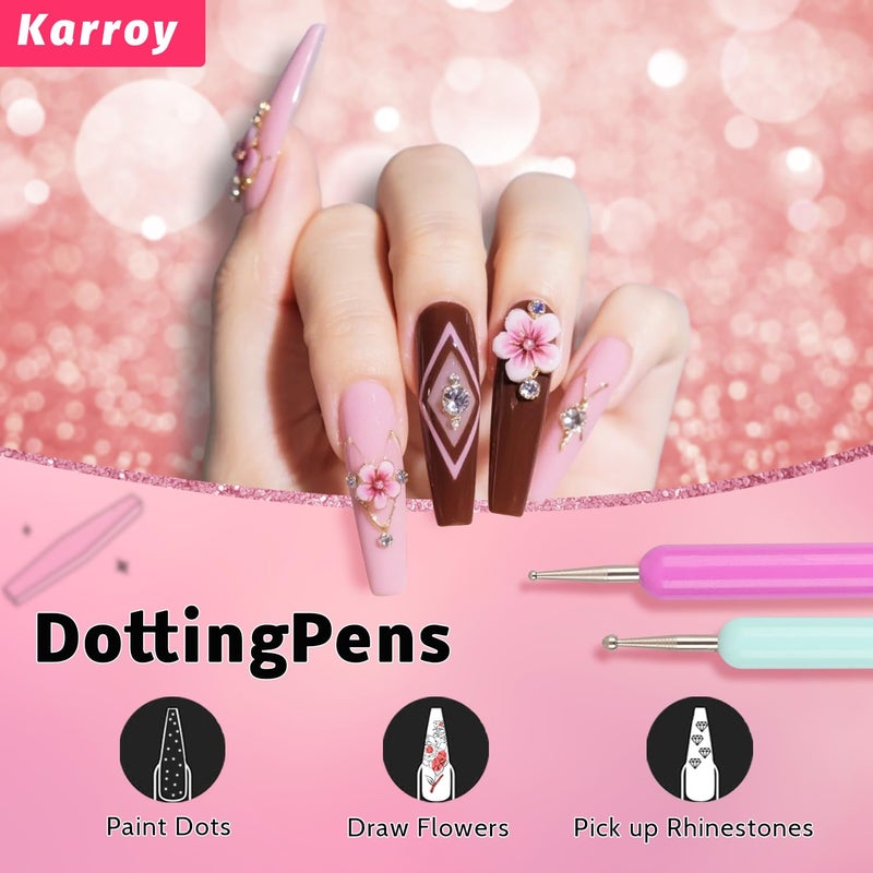 Karroy Nail Art Brushes Kit, Nail Brush Sets with Gel Nail Brush, Nail Extension Gel Brush, Nail Liner Brush, Dotting Tools, DIY Manicure Tools Gift for Women (6PCS Brushes) - Image 5